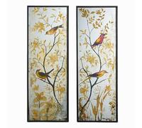 La Grande Prairie Ensemble 2 Miroirs Décoratifs Oiseaux Nature en Verre 44x4x120cm
