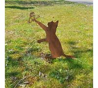 Silhouette Déco Jardin Chat 45x30cm Rouille