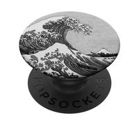 La grande vague de Kanagawa noir et blanc PopSockets PopGrip Interchangeable
