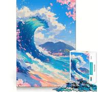 La Grande Vague Puzzle de 1000 pièces au Style Anime pour Adolescents Jeu de logique Stimulant Détente et créativité Idée Cadeau d'anniversaire 50x75cm