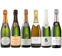 La Grande Vinothèque - Coffret Dégustation, Assortiment de 6 Crémants Blancs AOC - Méthode Traditionnelle : Alsace, Loire, Savoie, Bordeaux, Bourgogne, Limoux, Vin Effervescent Blanc (6 x 0,75 L)
