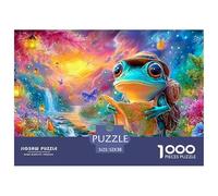 La Grenouille de randonnée lit la Carte par Le Chemin Lumineux Puzzle De 1000 Pièces Grenouille rêve Cadeau d'anniversaire Parfait pour Enfants Et Adultes 52x38cm/1000pcs