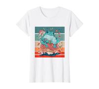 La Grenouille est Assise sur Un Champignon Frog Lovers T-Shirt Graphique avec Valeur, Femme, Blanc, L