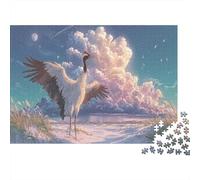 La Grue à Couronne Rouge étend Ses Ailes à l'aube Jigsaw Puzzle 1000 Piece Picture Puzzle Faune Sauvage Whole Family Activité en Famille Détente 38x26cm/1000pcs