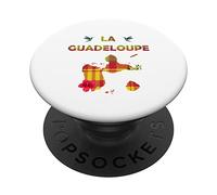 La Guadeloupe Ile Antilles Carte Madras Colibri Hibiscus PopSockets PopGrip Interchangeable
