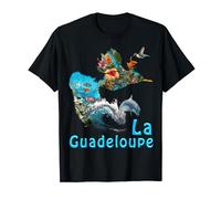 La Guadeloupe Merveille Plage Dauphin Colibri et Hibiscus T-Shirt