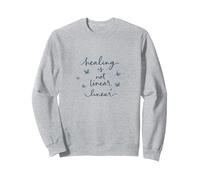 La guérison n'est Pas linéaire : Un Voyage Papillon inspirant Sweatshirt, Unisexe pour Adultes, Gris Chiné, S