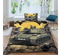 La guerre des chars Parure De Lit 3D Pour Enfants Parure Housses De Couettes Décoratif Véhicule blindé militaire Housse De Couette 2 Pcs Ensemble De Literie Avec Taies D'oreiller Single(135x200cm)