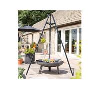 La Hacienda. Brasero en acier Pittsburgh Ø 80 cm + trépied et grille de cuisson - FIR55576PACK
