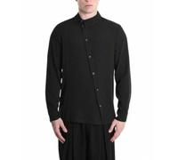 La Haine Inside Us - Asymmetric Buttoning Viscose Shirt - Homme - Chemises - Noir - Taille: M