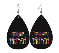 La haine n'a pas de maison ici boucles d'oreilles alliées de fierté pour les femmes mode larme pendentif goutte boucles d'oreilles en faux cuir