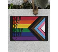 La Haine n'a Pas Sa Place Ici Drapeau De La Fierté du Progrès Paillasson Anti-Salissures Tapis De Porte Antidérapant Absorbant Paillasson Exterieur pour Maison Accessoires Maison Chambre 40 X 60C