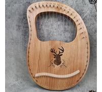 La harpe, Ensemble de harpes à genoux faciles apprendre, type boîte classique, 19 cordes en acier, mini harpe, échelles sculptées acajou(Deer B)