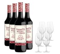 La Hora del Vermouth - 4 bouteilles de 75cl de Vermouth Málaga + 6 verres gravés