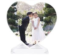 LA HUATE Cadre photo personnalisé en forme de cœur en verre de cristal pour ajouter n'importe quelle plaque photo, cadeau pour Noël, Thanksgiving, anniversaire, fête des mères (motif 4)