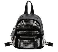LA HUATE Petit sac à dos décontracté en similicuir avec strass pour femme et fille, Strass argentés., taille unique