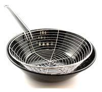 La Ideal 20924 Poêle Émaillée avec Panier à Friture Acier Noir 24 cm