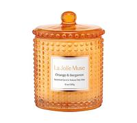 LA JOLIE MUSE Bougie Parfumée à la Bergamote et l’Orange, Bougies Orange pour une Maison Parfumée, Bougie aux Agrumes, Bougies en Soja Naturel, Pot à Bougie Haut de Gamme, 75 heures, 285 g