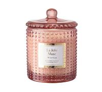 LA JOLIE MUSE Bougie parfumée à la rose damassée, bougie en cire naturelle avec arôme floral, 75 heures de combustion, pot en verre pour cadeau et décoration d'intérieur, 283,5 g