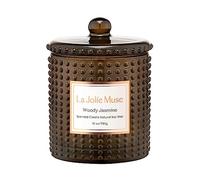La Jolie Muse Bougie parfumée au jasmin boisé, cire naturelle, 285 g, 75 h de combustion, pot en verre