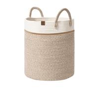 La Jolíe Muse Panier à Linge Pliable en Coton avec Poignée en Corde Fabriqué à la Main Rangement pour JouetsSac lavable Naturelle Grand H38 x 32cm Solide