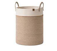 LA JOLIE MUSE Panier de rangement en corde de coton tressé - Grand panier à linge pour couverture, jouets pour enfants, panier à linge, taille XL, désert