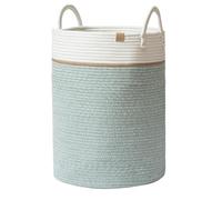 LA JOLIE MUSE Panier de rangement en corde tissée - Grand panier à linge en coton pour couverture, jouets d'enfants, vêtements de chambre d'enfant, vert lierre - 72 litres - XL