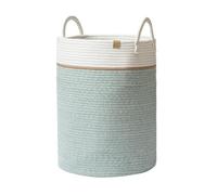 LA JOLIE MUSE Panier Tissé, Paniers de Rangement en Corde, Grand Panier en Coton, Panier à Linge pour Couvertures, Jouets d’Enfants, Corbeille à Linge pour Chambre d’Enfant, Vert Lierre, 58 Litres