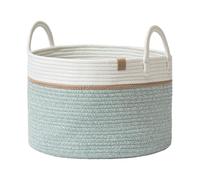 LA JOLIE MUSE Panier tressé en corde de coton, panier de rangement en corde de coton, panier à linge pour couverture, jouets d'enfants, panier à linge S pour chambre d'enfant, vert lierre, 32 litres