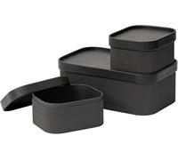 LA JOLIE MUSE Paniers de rangement en carton cannelé avec couvercles en cuir végan, boîtes en papier décoratives avec plateau, organiseurs pour bijoux, étagères, chambre, salon, noir, lot de 3