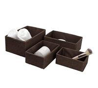 La Jolíe Muse Paniers Rangement en Papier Écologique Boîte de Rangement pour Placard Chambre Maison Décoration Lot de 4,Marron