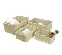 La Jolíe Muse Paniers Rangement en Papier Écologique Boîte de Rangement pour Placard Chambre Maison Décoration Lot de 4,Beige