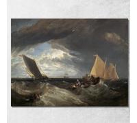 La jonction de la Tamise E du Medway Joseph Mallord William Turner, jwt133 Tableau imprimé sur toile Fine Art, encadré prêt à accrocher, haute qualité, 100 x 70 cm