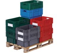 LA-KA-PE Bacs gerbables-emboîtables PP rouge L600xl400xH320mm LA-KA-PE Quantité:1