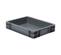 LA-KA-PE Conteneur de transport gerbable L400xl300xH75mm gris PP poignée traversante paro Quantité:1