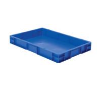 LA-KA-PE Conteneur de transport gerbable L600xl400xH75mm bleu PP poignée traversante paro Quantité:1