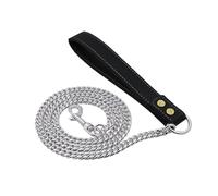 La laisse pour animaux de compagnie en acier inoxydable est une chaîne en métal robuste pour chiens de petite taille moyenne et grande taille(Silver 2pc)