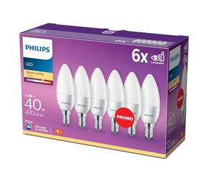 La Lampe LED Philips Remplace Le Blanc Chaud (2700 Kelvin), 470 Lumens, Bougie, Plastique, Blanc Chaud, E14, 5.5W, 240V