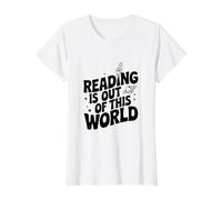 La Lecture est Hors de ce Monde ! Amateur de Livres sur l'espace T-Shirt Graphique avec Valeur, Femme, Blanc, XL