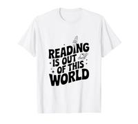 La Lecture est Hors de ce Monde ! Amateur de Livres sur l'espace T-Shirt Graphique avec Valeur, Homme, Blanc, M