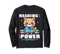 La lecture est ma superpuissance. Cat doux et livres. Manche Longue