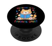 La Lecture est Mon Chat de Sport préféré, Mignon, Amateur de Livres Amusants PopSockets PopGrip Adhésif