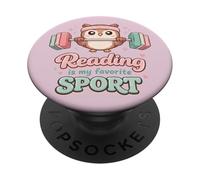 La Lecture est Mon Sport préféré pour Les Amateurs de Livres drôles et Mignons en Forme de Hibou PopSockets PopGrip Adhésif