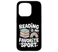 La Lecture est Mon Sport préféré, Rainbow Books Retro Coque pour iPhone 15 Pro