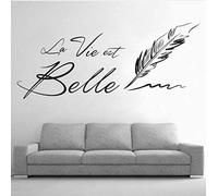 La Lettre & La Vie Est Belle & Quot; Stickers Muraux Creative Français Phrase Belle Living Stickers Muraux Salon Décoration De La Maison 70X50Cm