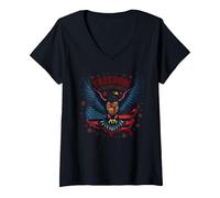 La liberté a Le goût d'un Barbecue T-Shirt avec Col en V, Femme, Noir, XL
