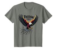 La liberté d'abord, Le Patriote T-Shirt, Enfant, Vert Kaki chiné, 12 Ans
