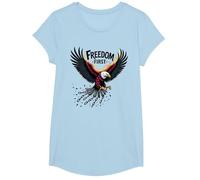 La liberté d'abord, Le Patriote T-Shirt, Fille, Bleu Céleste, M