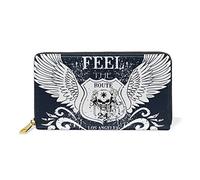 La Liberté du Crâne Portefeuille Zipper Long Bourse en Cuir Véritable avec Titulaire de la Carte de Crédit pour Téléphone Femmes Fille Hommes
