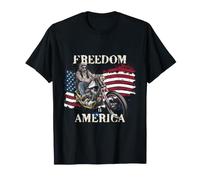 La liberté est l'Amérique, Drapeau des États-Unis de Motard T-Shirt